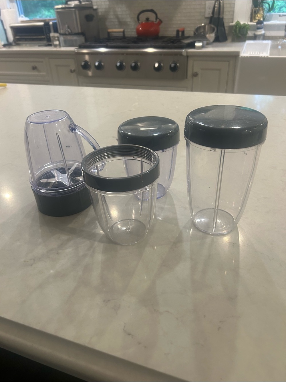 Set of 4 Clear Food Storage Cups with Gray Lids